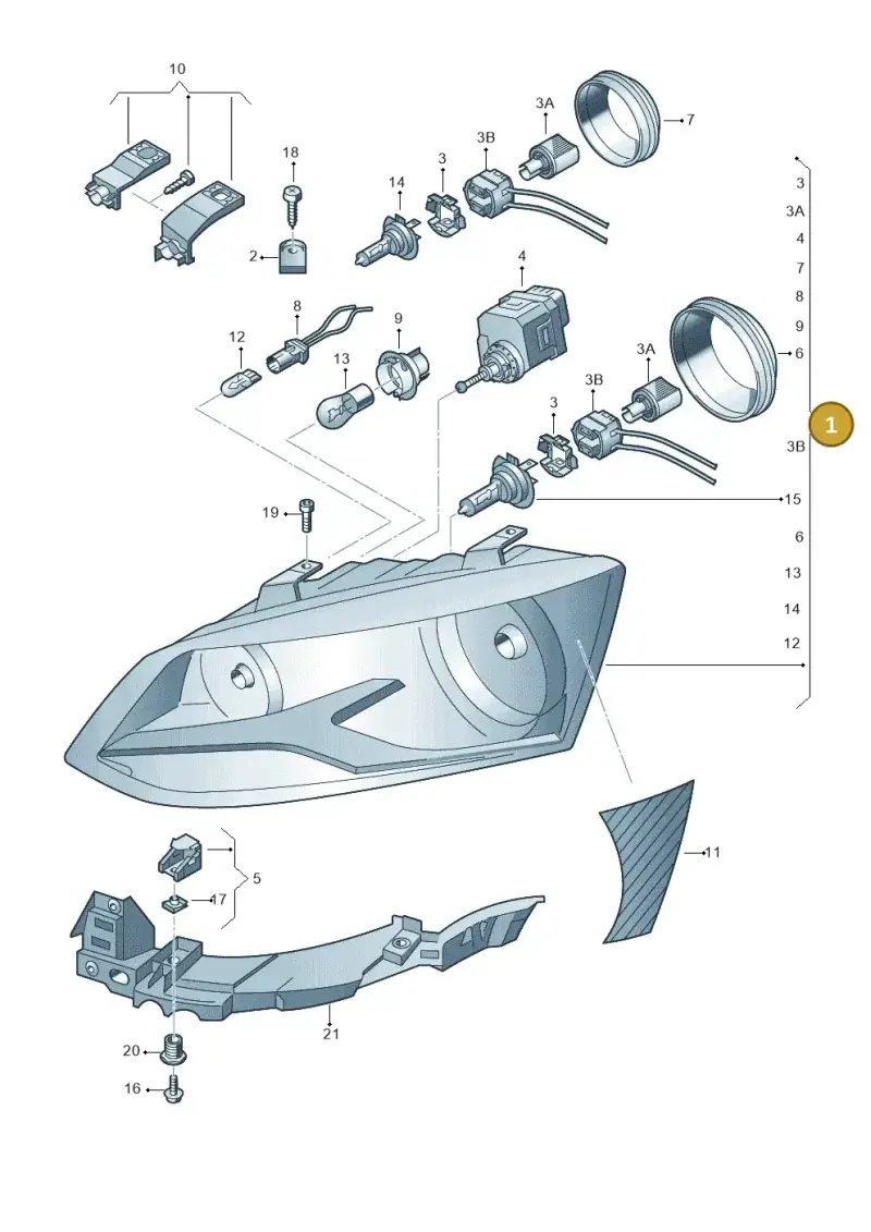 6R1941007F — Volkswagen Polo 1.4 BlueMotion (2014-2017) diagram 672941100, position 1