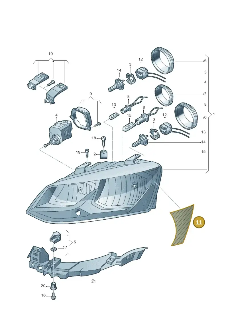 6R1998981 — Volkswagen Polo 1.4 BlueMotion (2014-2017) diagram 773941100, position 11