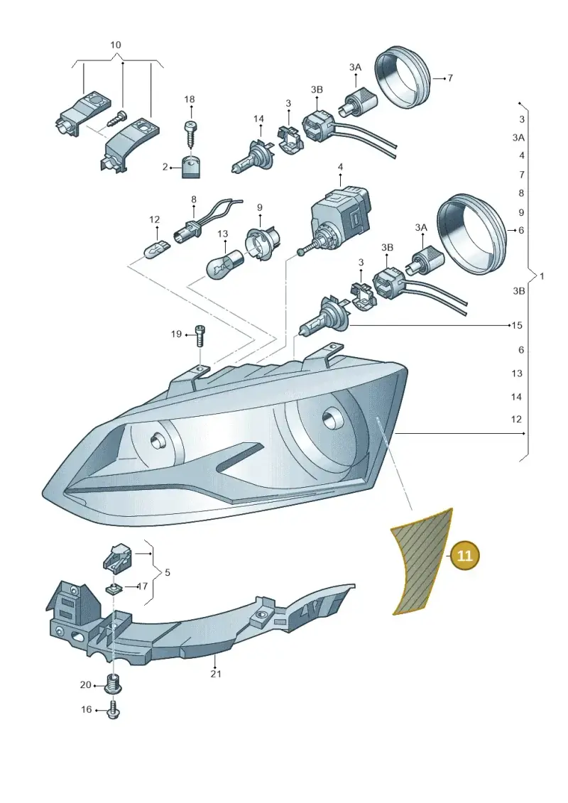 6R1998981 — Volkswagen Polo 1.4 BlueMotion (2014-2017) diagram 672941100, position 11