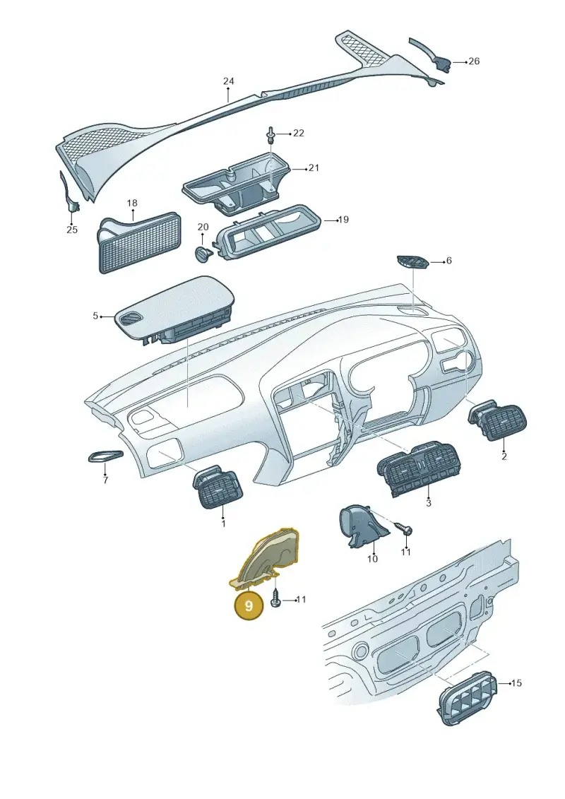 6R2819151 — Volkswagen Polo Vivo (2017-) diagram 495819300, position 9