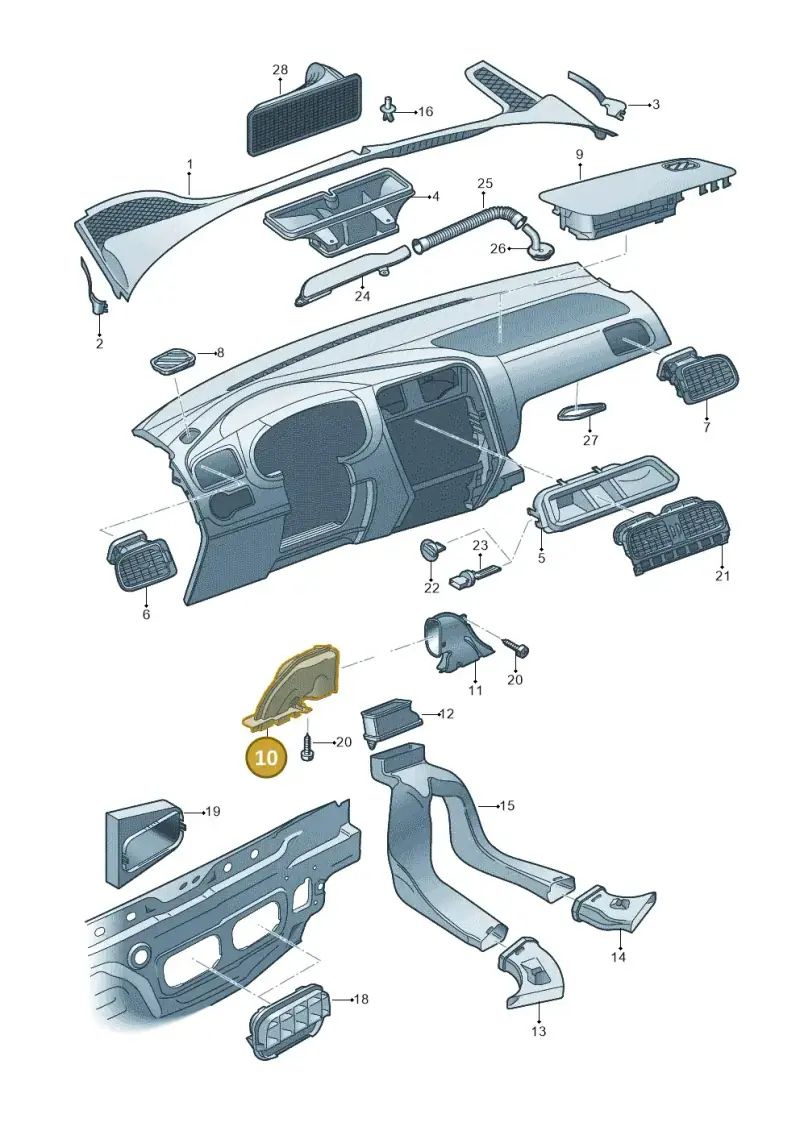 6R2819151 — Volkswagen Polo 1.4 BlueMotion (2014-2017) diagram 672819300, position 10