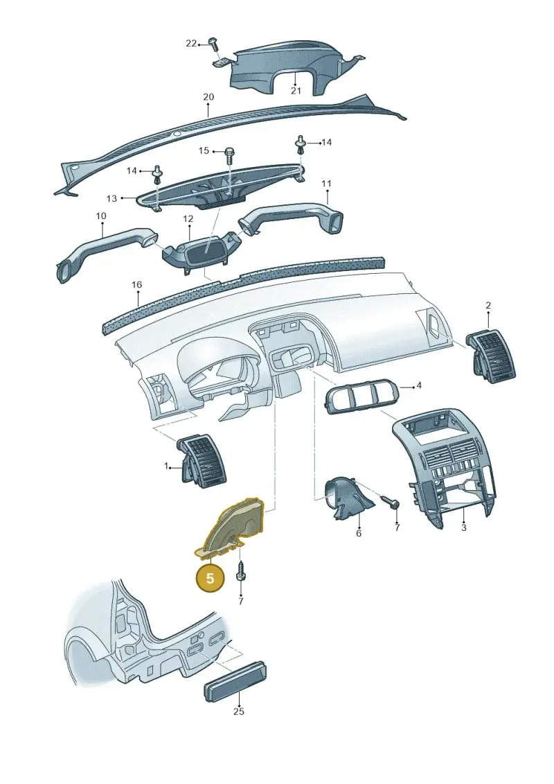 6R2819151 — Volkswagen Polo Vivo (2014-2017) diagram 784819300, position 5