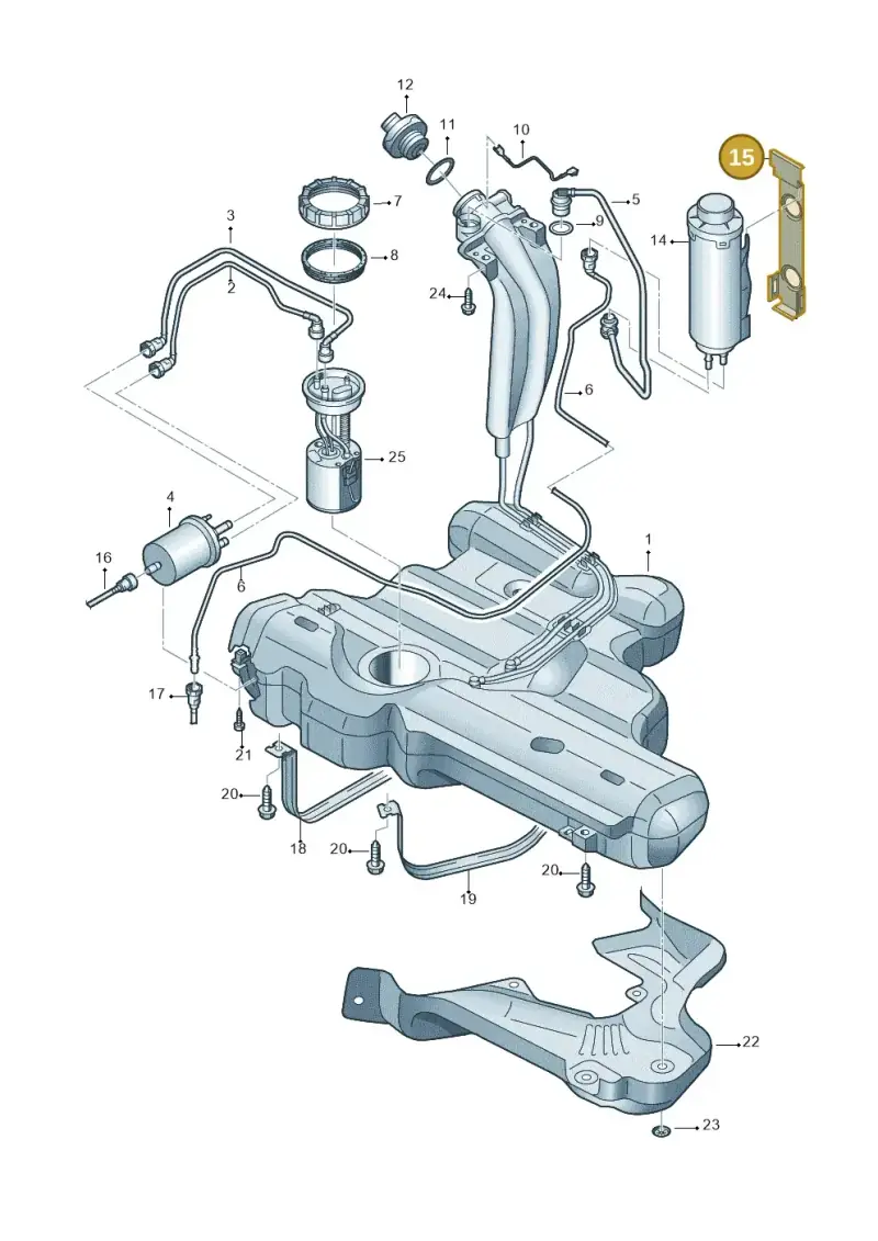 6RA201827A — Volkswagen Polo 1.6 (2015-2020) diagram 677201050, position 15