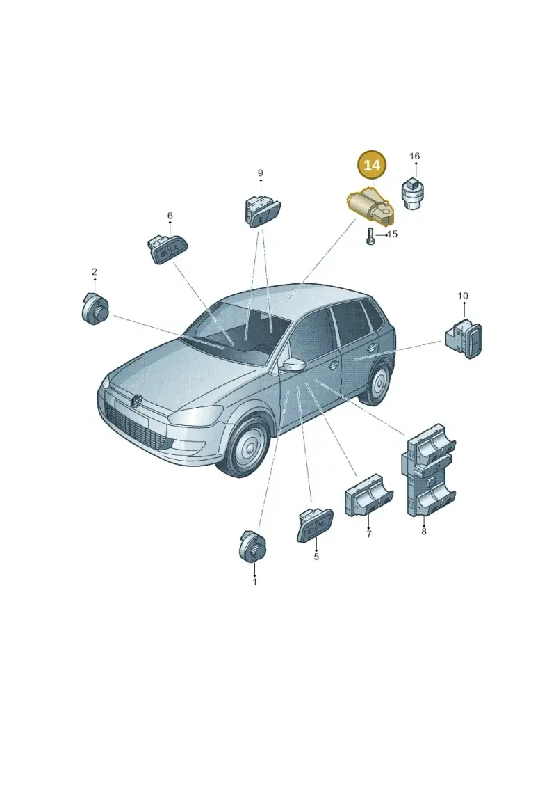 6RD959591 — Volkswagen New Polo (SVW) (2010-2019) diagram 672959050, position 14