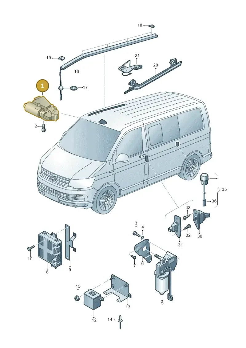 6RD959591 — Volkswagen Caravelle (2015-2019) diagram 861959000, position 1