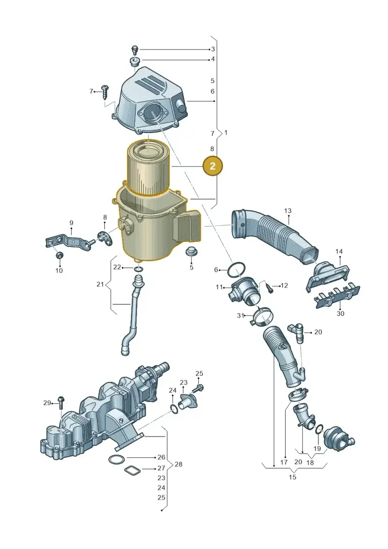 6RF129620 — Volkswagen Ameo 1,0 (2016-2020) diagram 677129510, position 2