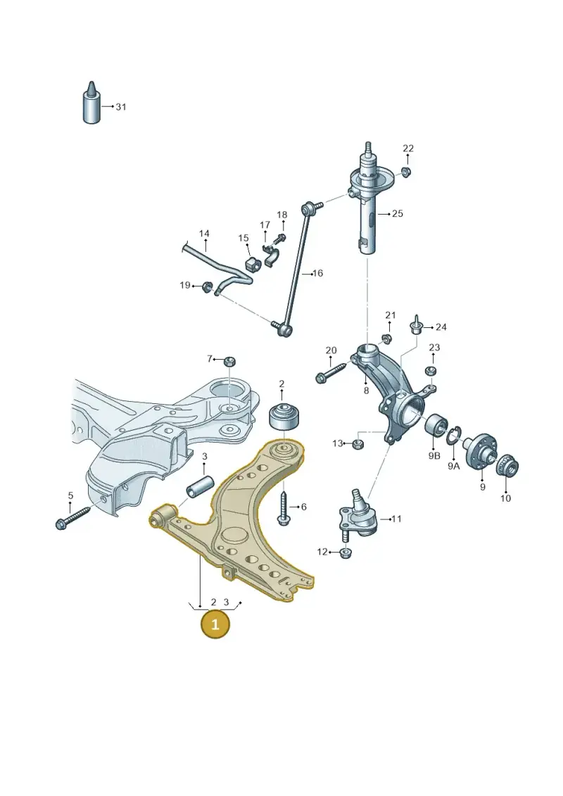 6RF407151B — Volkswagen Polo 1.6 (2013-2022) diagram 766407000, position 1
