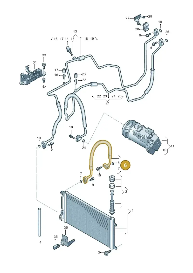 6RF820721E — Volkswagen Polo 1.6 (2013-2022) diagram 747260410, position 6