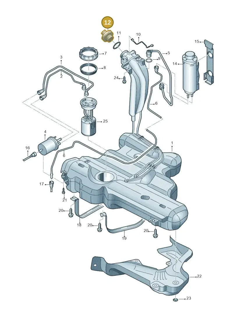 6RU201550A — Volkswagen Polo (2010-2015) diagram 677201050, position 12