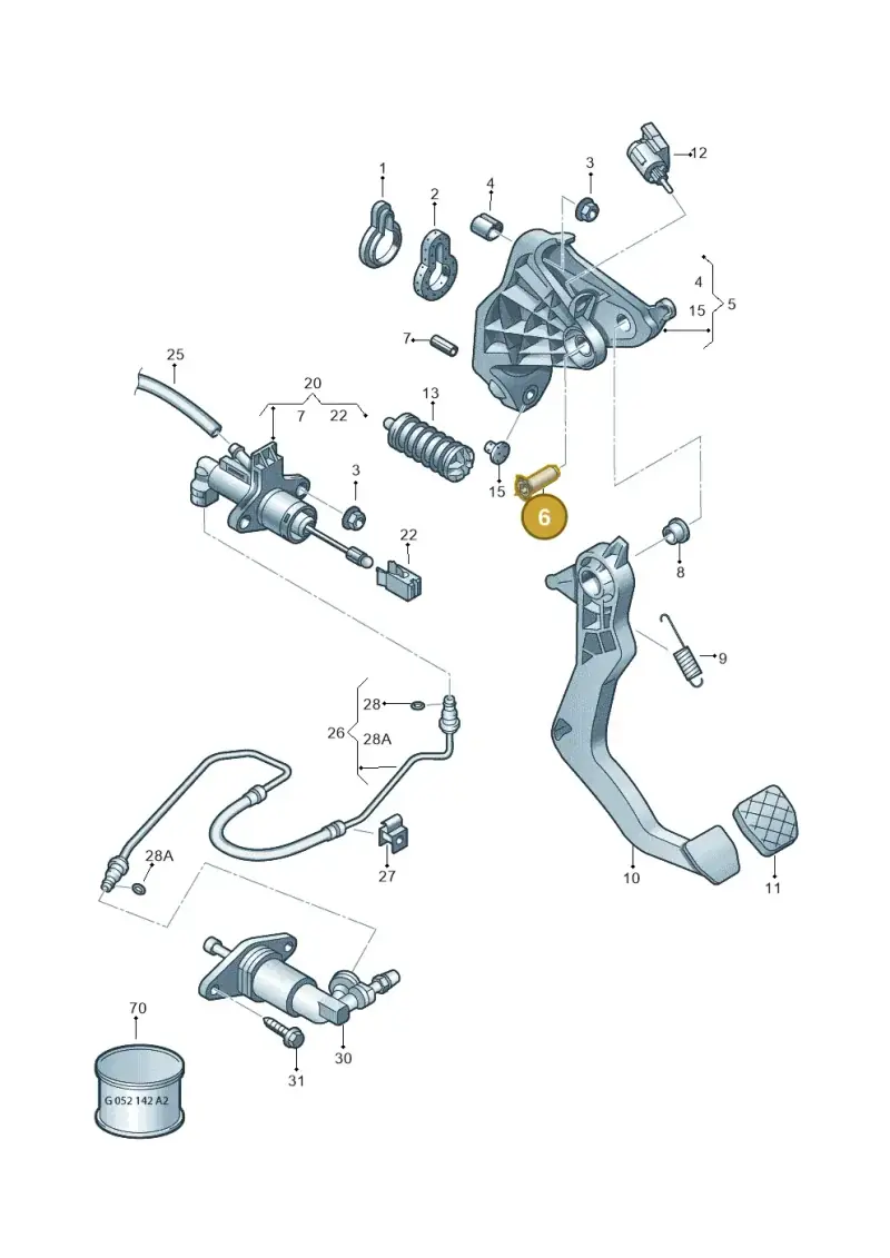 6RU721325A — Volkswagen Polo 1.6 (2015-2020) diagram 794721250, position 6