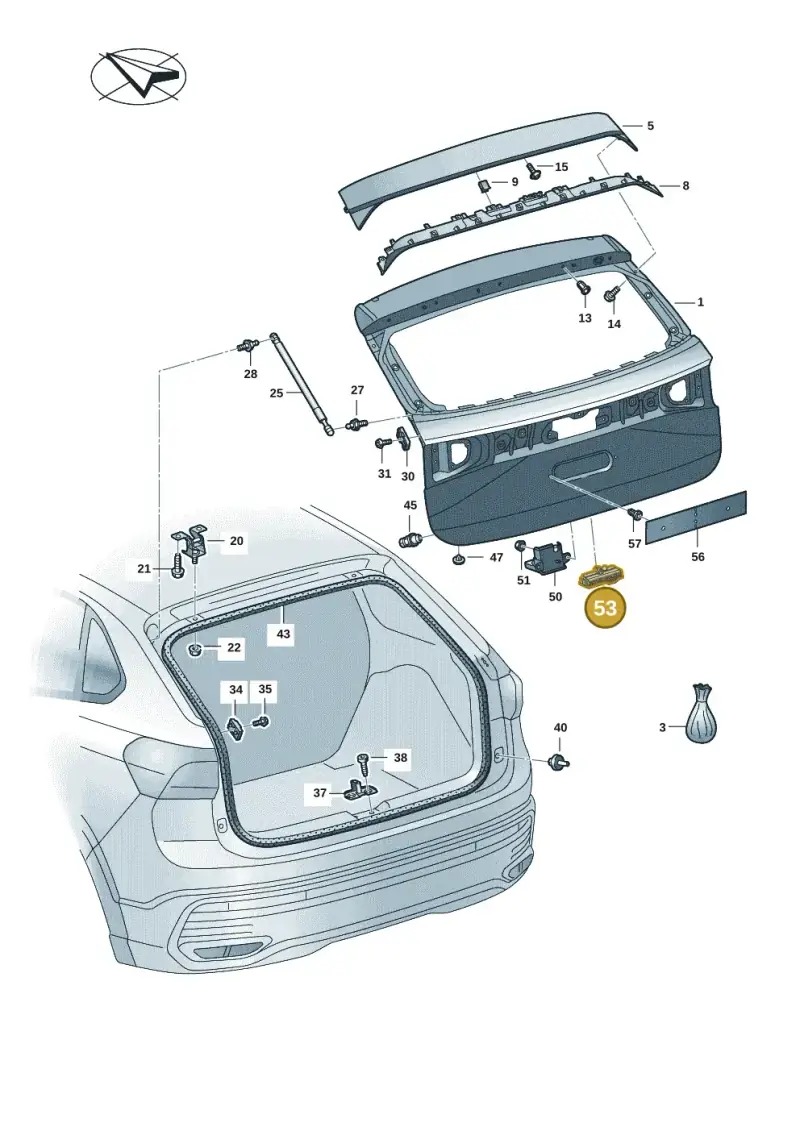 6V0827566 — Volkswagen Taigo (2021-2024) diagram 2f0827000, position 53
