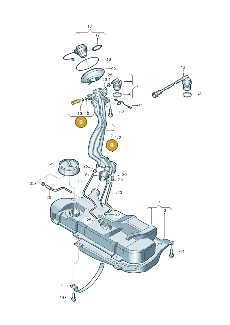 6X0201136 — Volkswagen CADDY-KOMBI/KASTENW.   06> (2005-) diagram 158201050, position 9