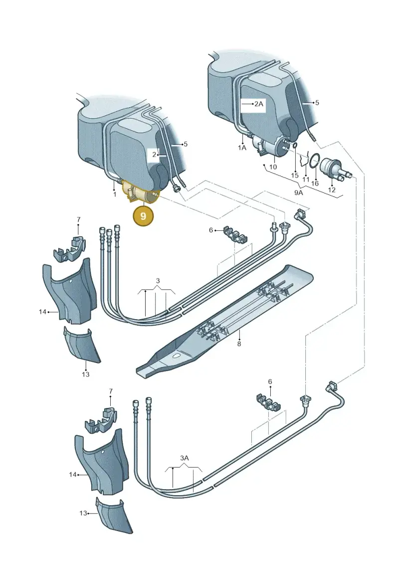 6X0201511B — Volkswagen Polo (2011-2014) diagram 253201400, position 9