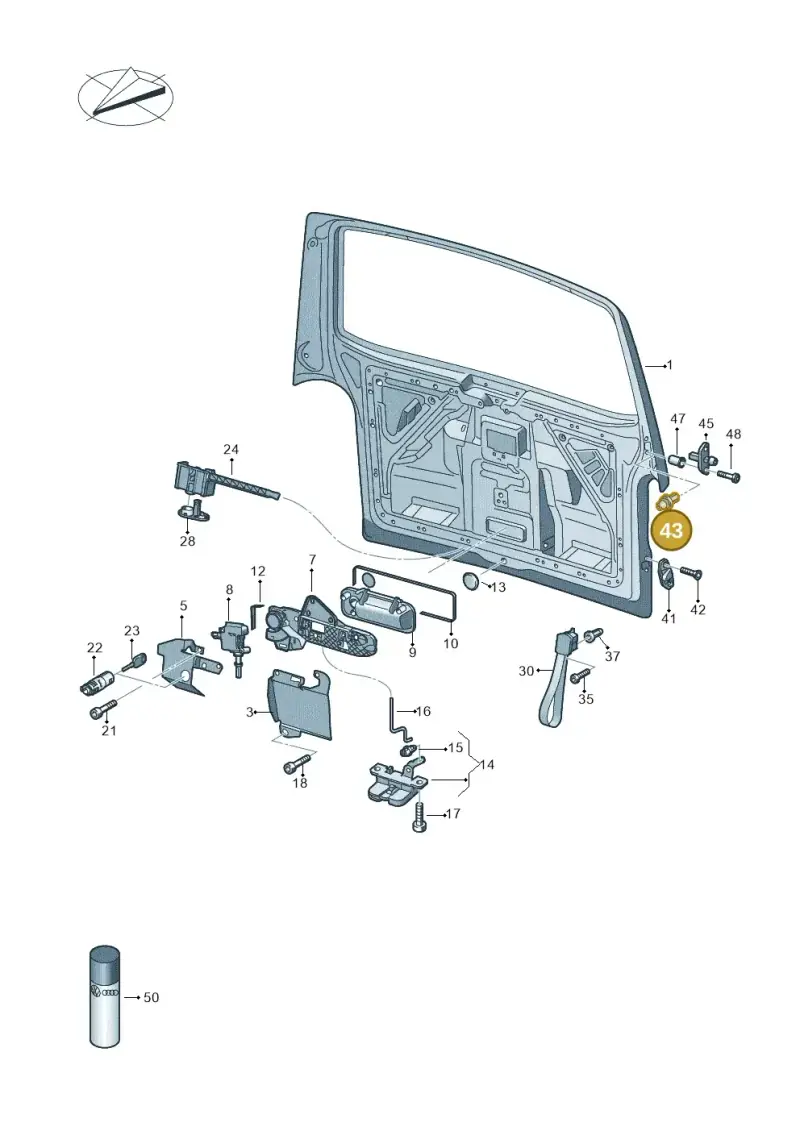 6X0827499F — Volkswagen Caravelle (2015-2019) diagram 861827100, position 43