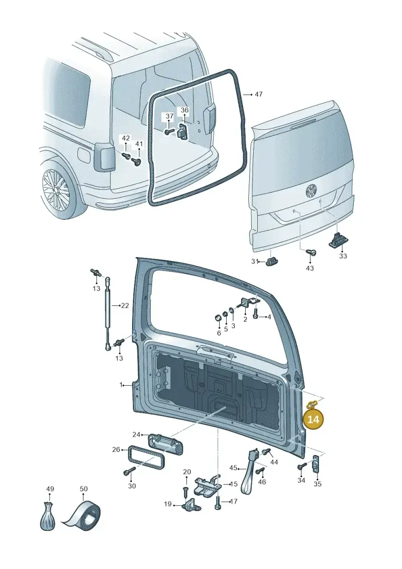 6X0827499F — Volkswagen Caddy kombi (2015-2020) diagram 866827000, position 14
