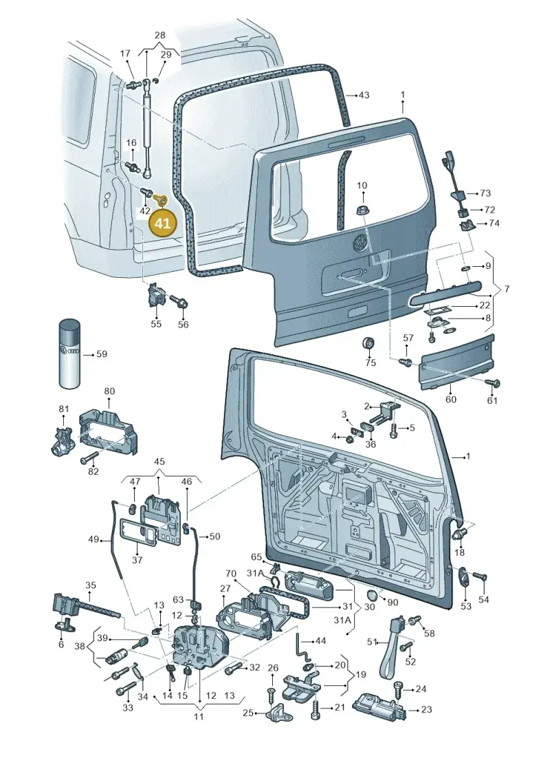 6X0827951B — Volkswagen Transp. caravelle (2011-2015) diagram 410827300, position 41