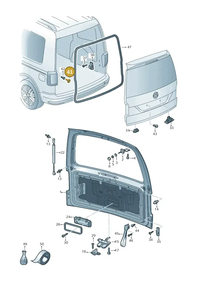 6X0827951B — Volkswagen Caddy kombi (2015-2020) diagram 866827000, position 41