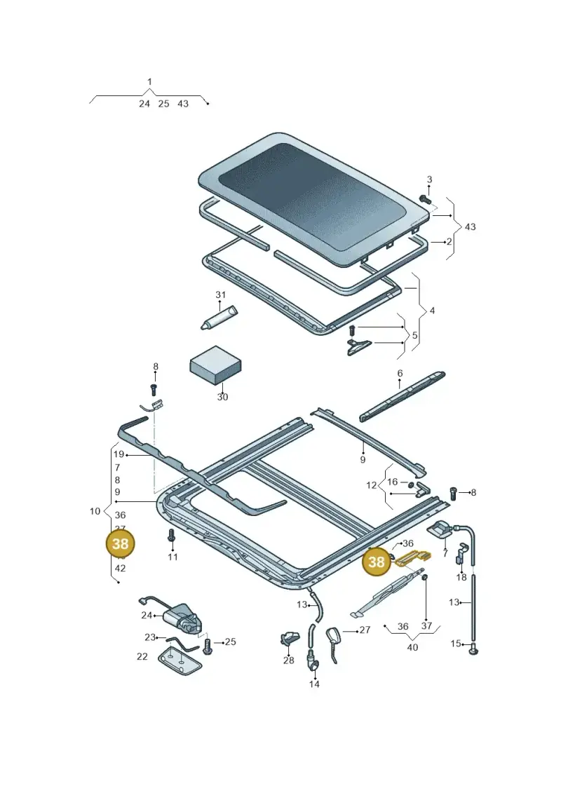 6X0898015 — Volkswagen Crossfox (2014-2021) diagram 558877100, position 38