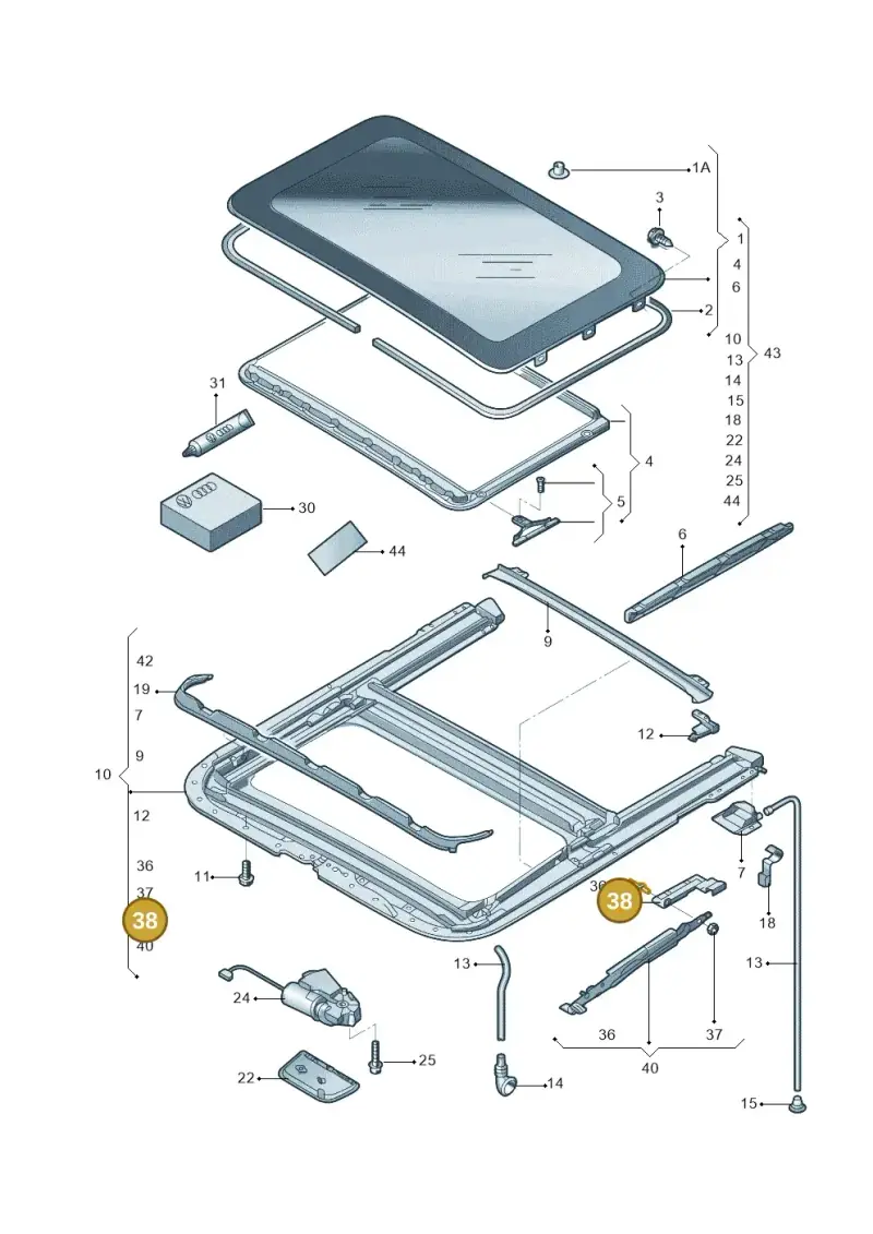 6X0898015 — Volkswagen New Polo (SVW) (2010-2019) diagram 713877100, position 38