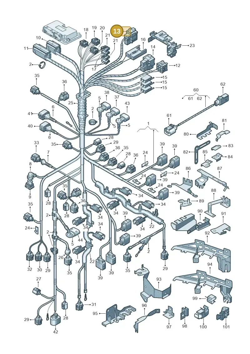 6X0937527 — Volkswagen PASSAT/4MOTION/W8 (2002-2005) diagram 404971400, position 13