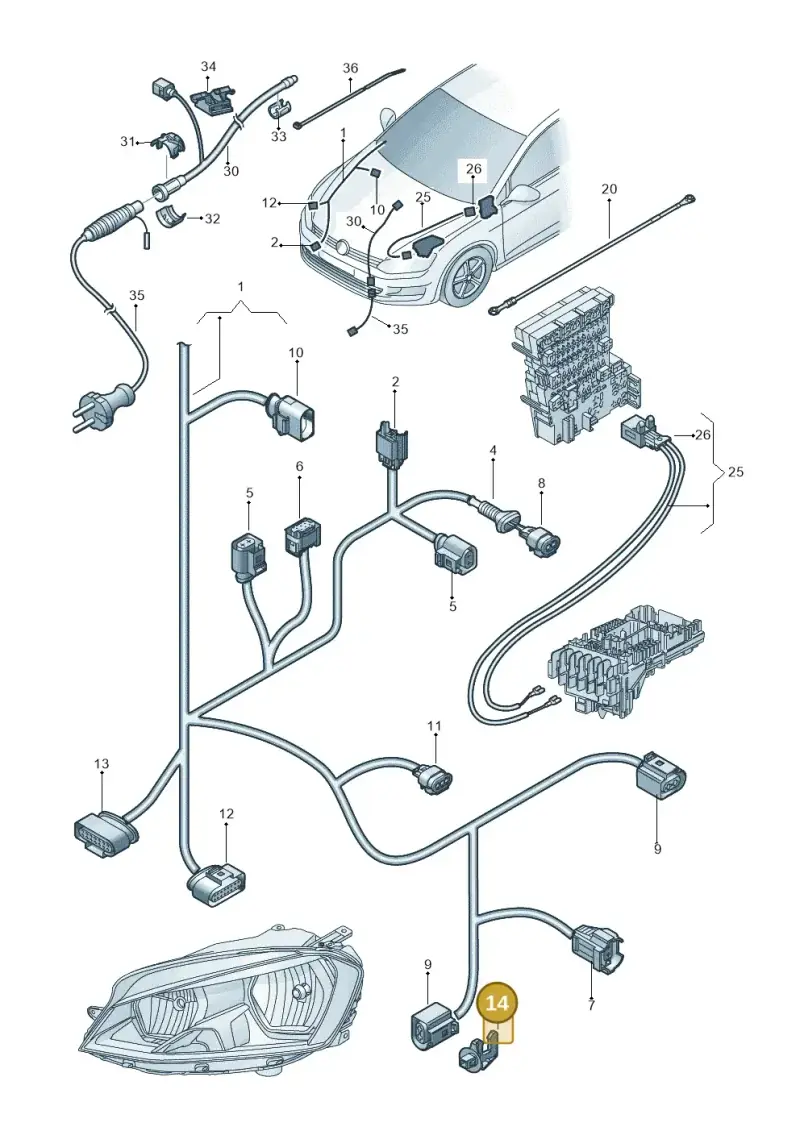 6X0971845B — Volkswagen Golf 2.0 (2016-2020) diagram 746971600, position 14