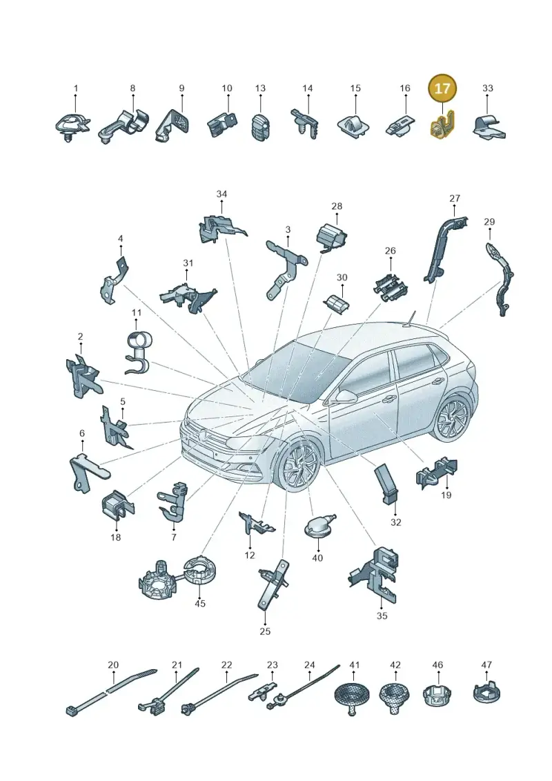 6X0971845B — Volkswagen Polo 1.0 BlueMotion (2017-2024) diagram 837971820, position 17