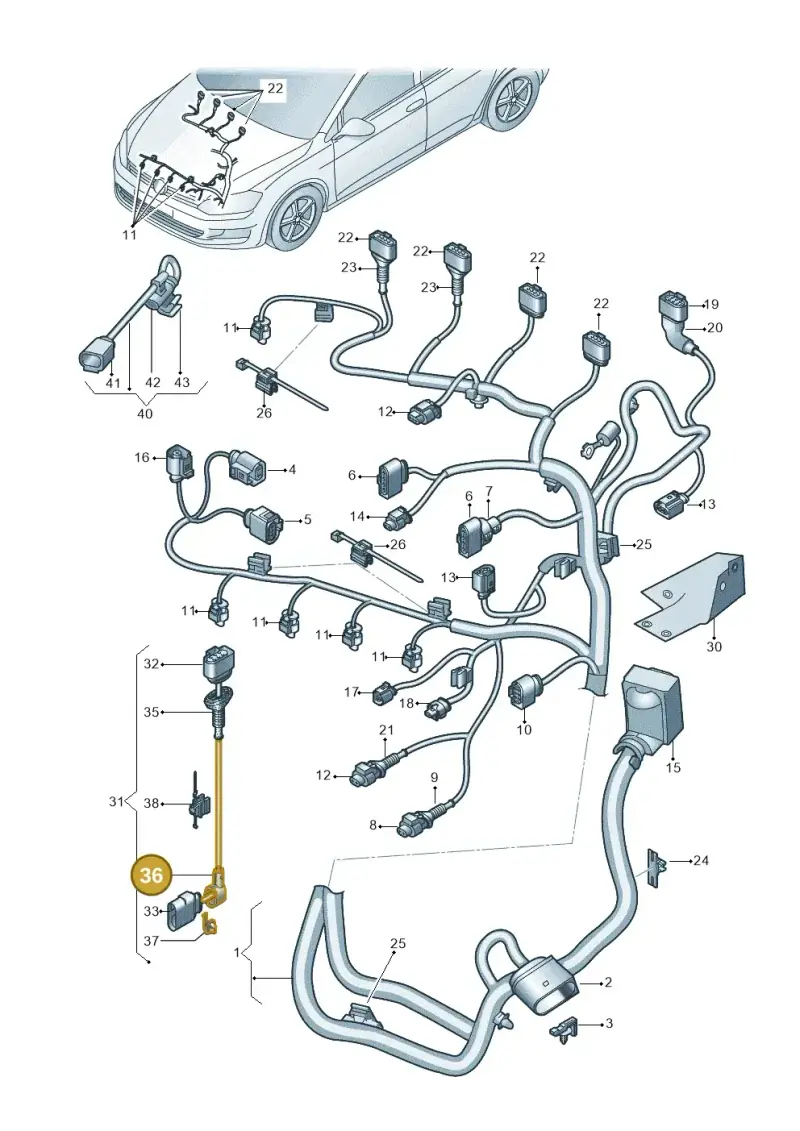 6X0971921 — Volkswagen Golf 1.4 BlueMotion (2012-2017) diagram 746971140, position 36