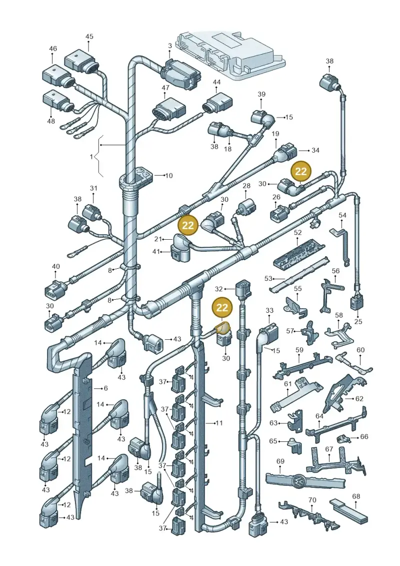 6X0971921A — Volkswagen Phaeton 4motion (2010-2016) diagram 258971060, position 22
