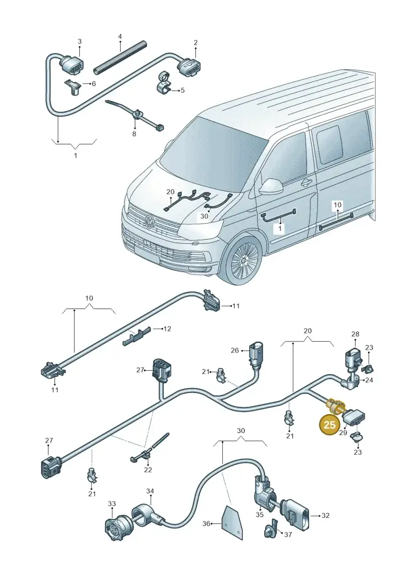 6X0971921D — Volkswagen Transport. multivan (2019-2024) diagram 7em971032, position 25