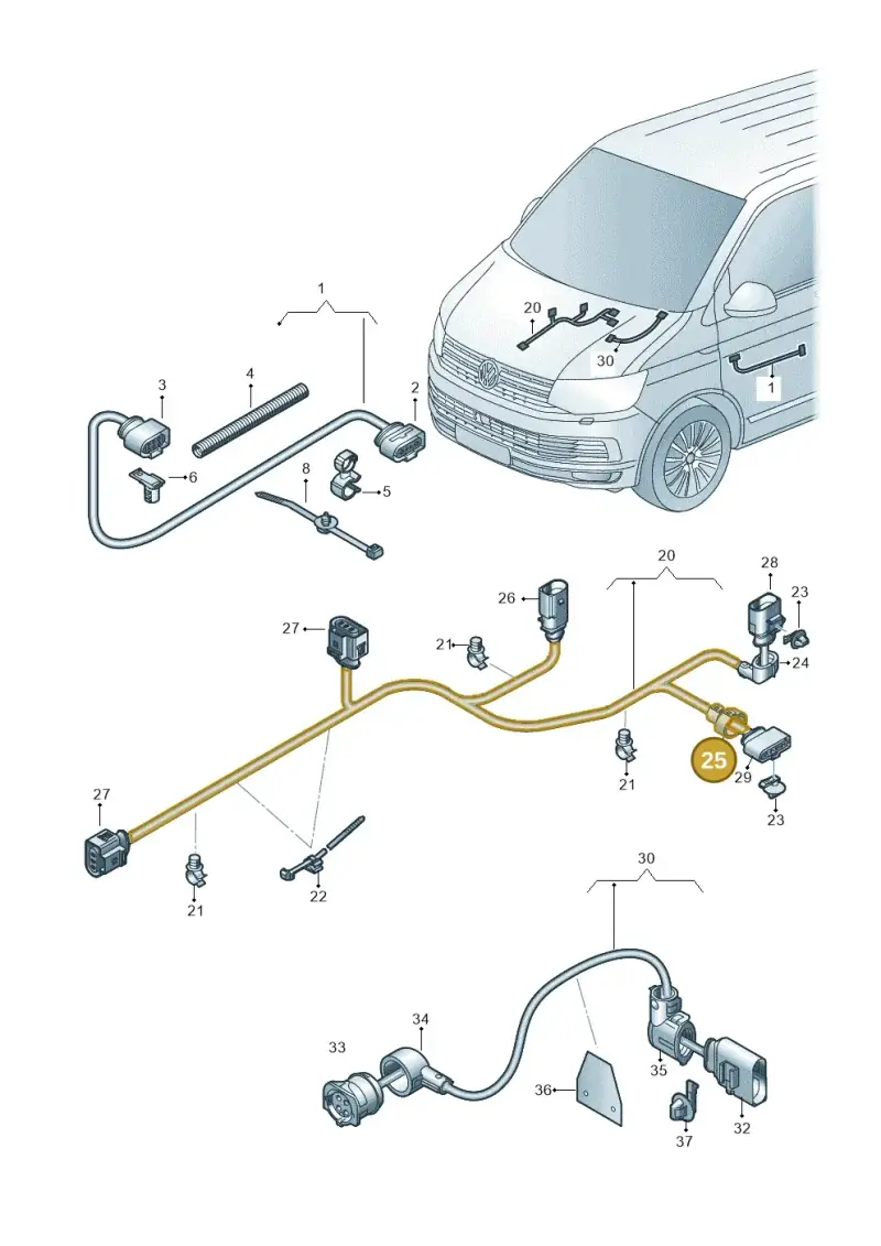 6X0971921D — Volkswagen Single-cab transp. (2019-2024) diagram 7fp971032, position 25