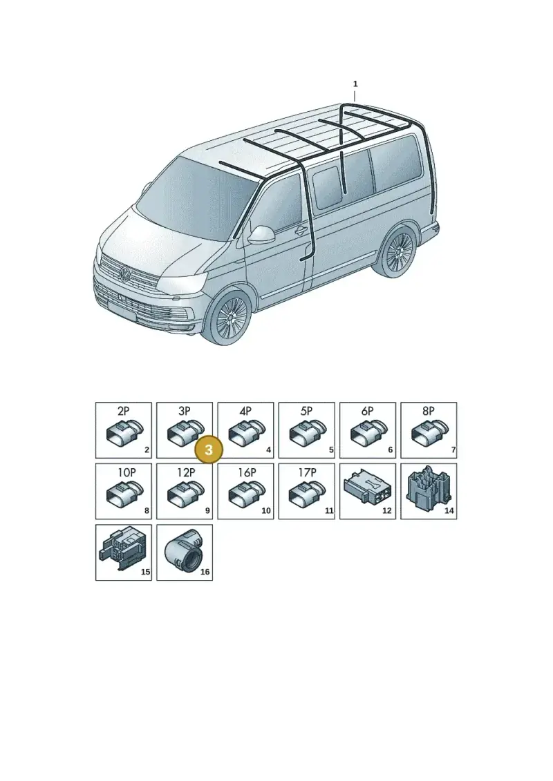 6X0972783 — Volkswagen Caravelle (2019-2024) diagram 7em972086, position 3