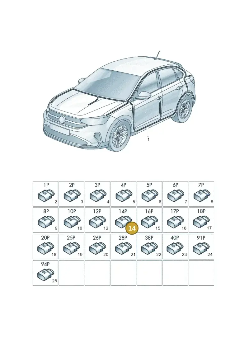 6X0973817A — Volkswagen Taigo (2021-2025) diagram 2f0971081, position 14