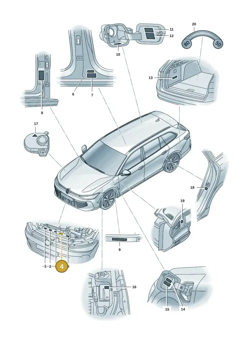 701010002AA — Volkswagen Passat estate (2023-) diagram 3j0010000, position 4