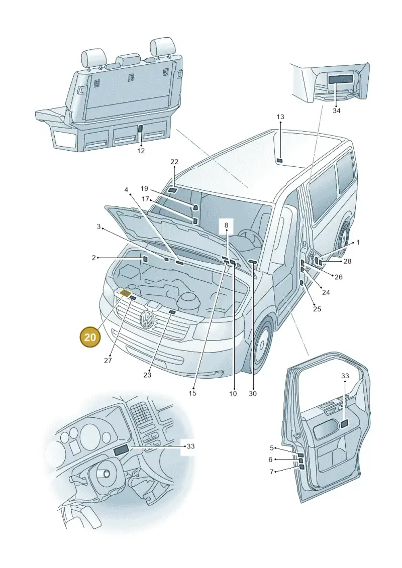 701010002C — Volkswagen Transport. multivan (2019-2024) diagram 861010000, position 20