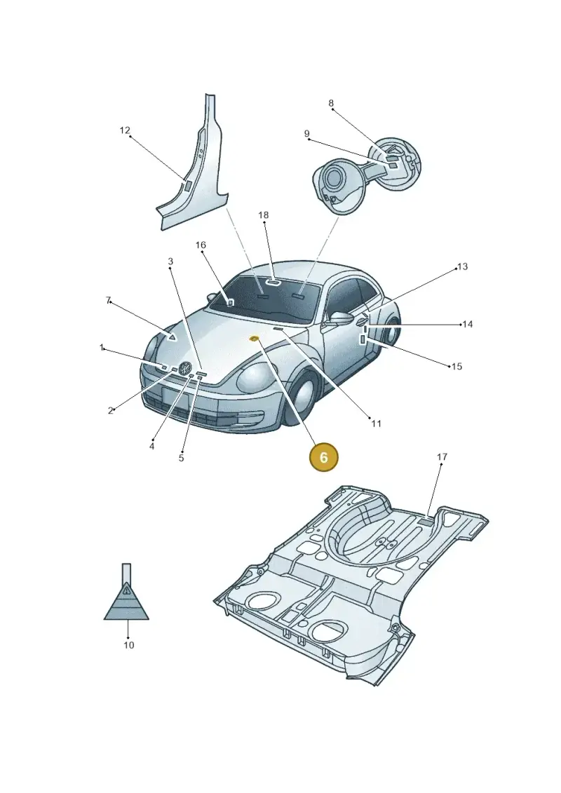 701010090H — Volkswagen New Beetle Cabrio.     06> (2005-) diagram 715010000, position 6