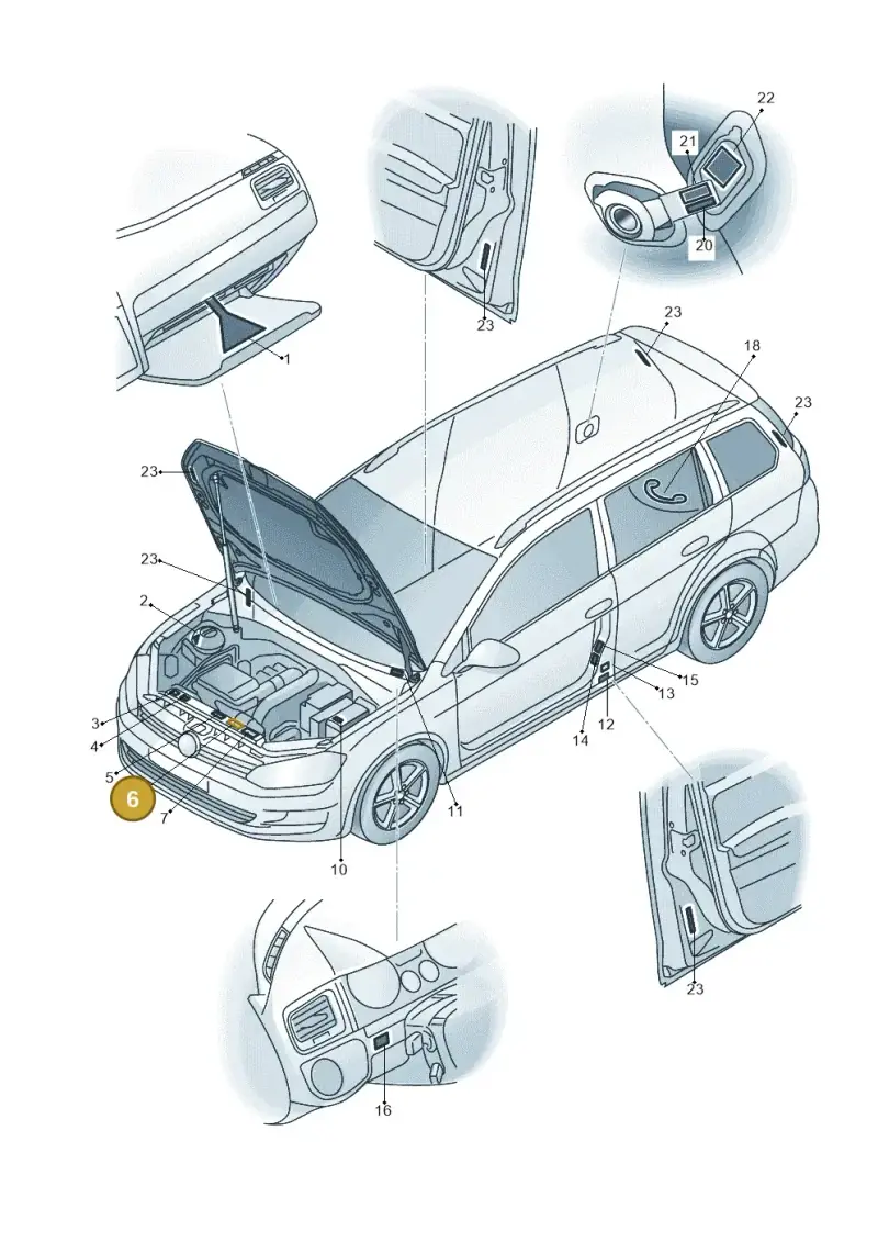 701010700N — Volkswagen Golf Estate (2013-2017) diagram 763010000, position 6