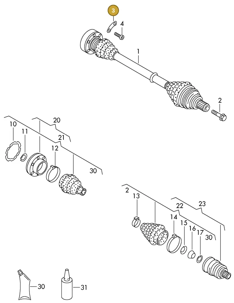 701407357 — Volkswagen TRANSPORTER SYNCRO (1996-2003) diagram 230407200, position 3