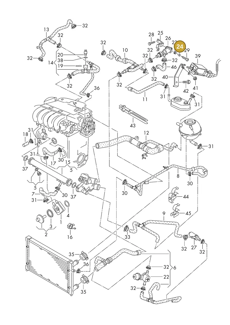701820998 — Volkswagen Eurovan (1998-2003) diagram 230121680, position 24