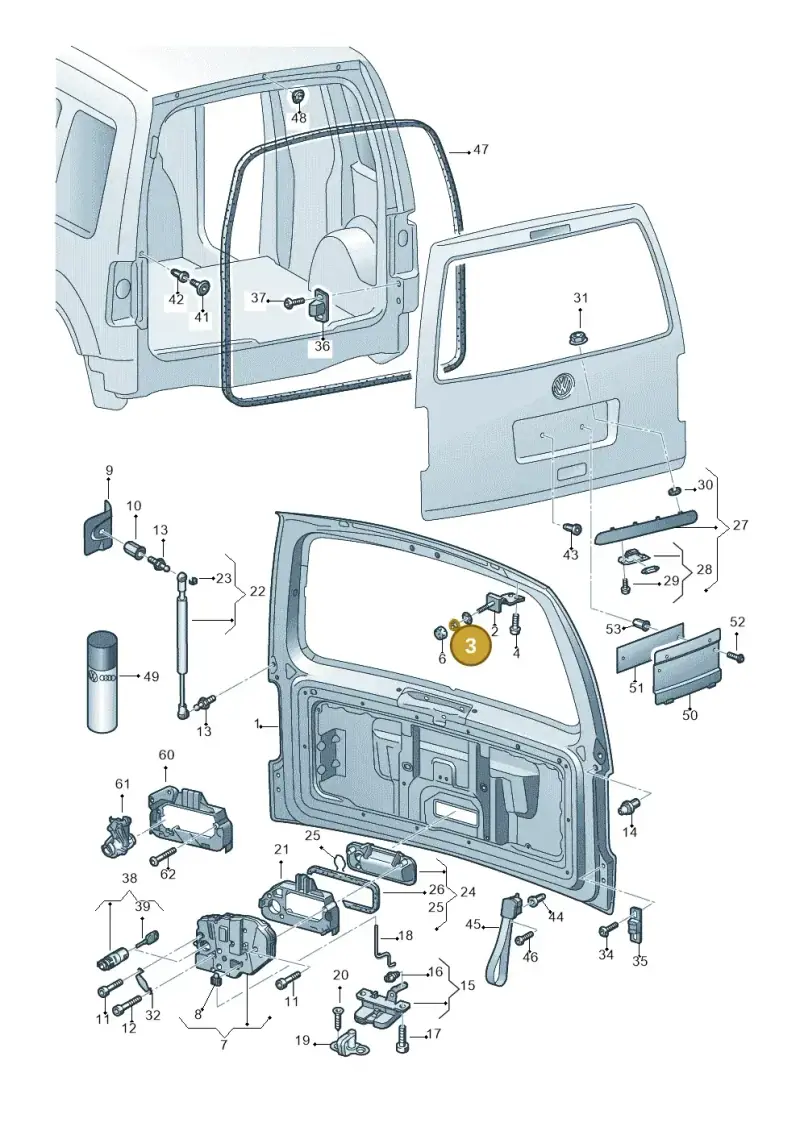 701827157D — Volkswagen Caddy panel van (2008-2010) diagram 443827300, position 3
