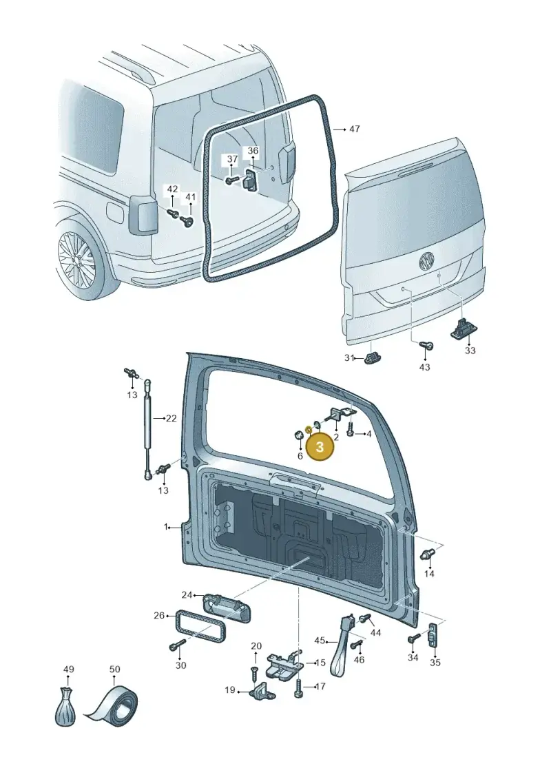 701827157D — Volkswagen Caddy kombi (2015-2020) diagram 866827000, position 3