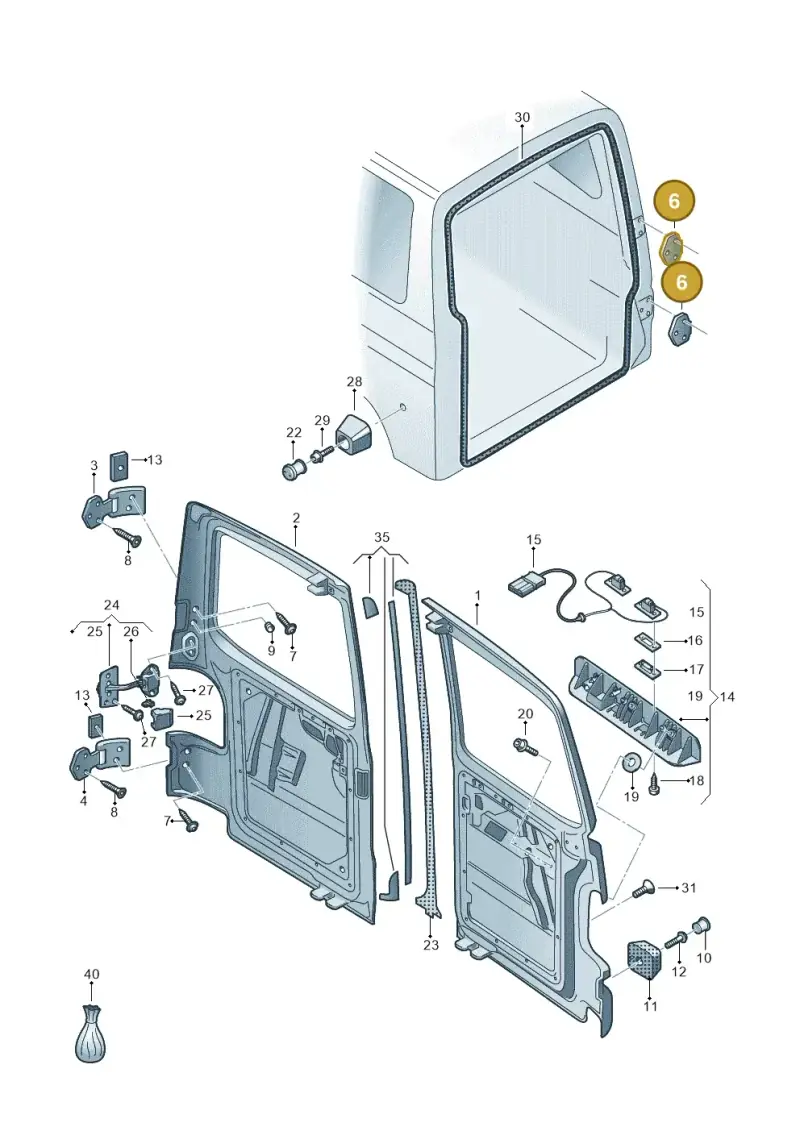 701827157D — Volkswagen Caravelle (2019-2024) diagram 410827500, position 6