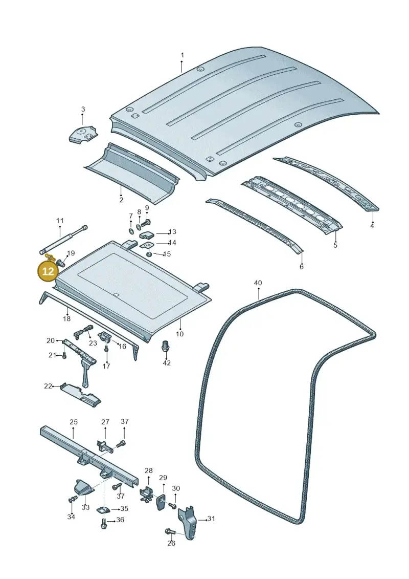 701827439B — Volkswagen Caddy kombi (2015-2020) diagram 443817020, position 12