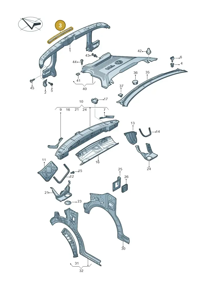 701947149A — Volkswagen Transport. multivan (2019-2024) diagram 861805000, position 3
