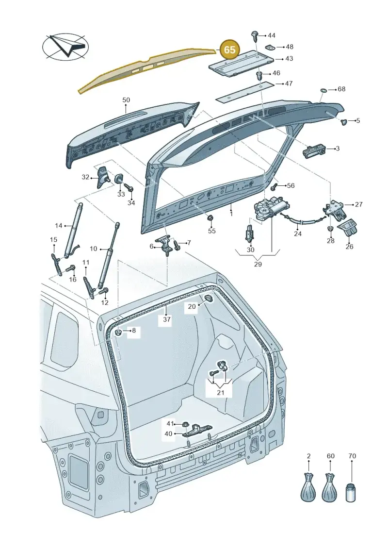 760827361AGRU — Volkswagen Touareg (2017-2023) diagram 439827000, position 65