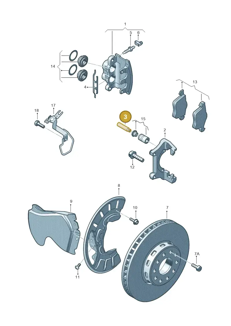 7D0615143 — Volkswagen PHAETON                08> (2007-) diagram 258615530, position 3