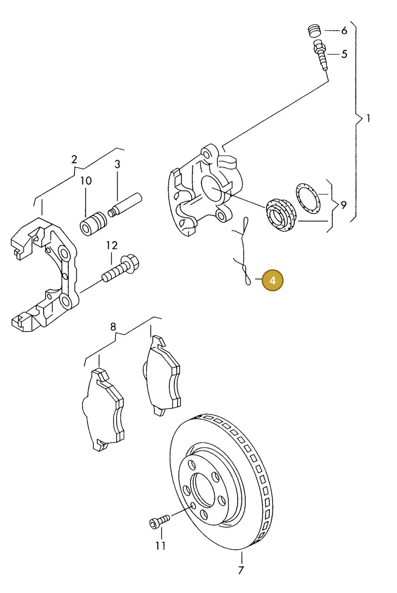 7D0615295A — Volkswagen TRANSPORTER SYNCRO (1996-2003) diagram 162615250, position 4