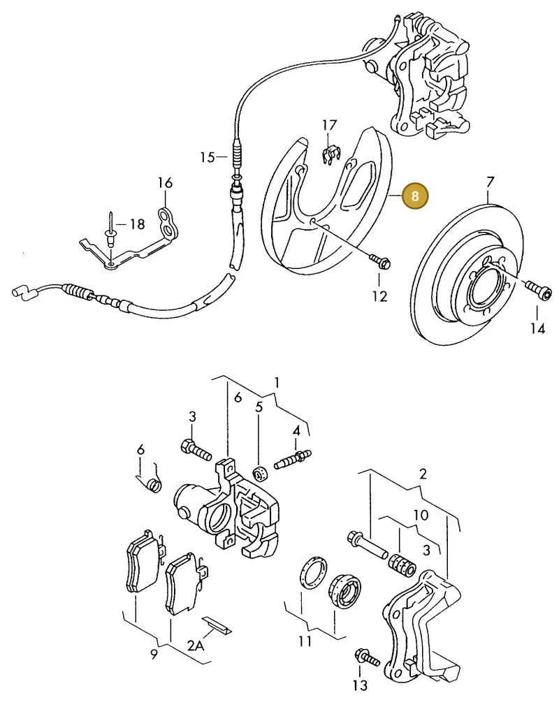 7D0615611B — Volkswagen TRANSPORTER SYNCRO (1996-2003) diagram 179615600, position 8