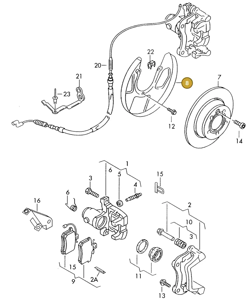 7D0615611B — Volkswagen TRANSPORTER SYNCRO (1996-2003) diagram 220615650, position 8