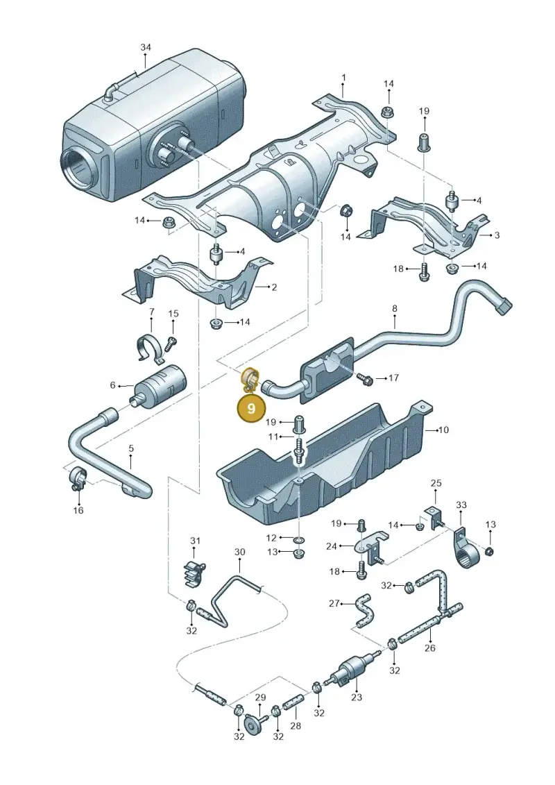 7D0819597 — Volkswagen Transp. dropside (2011-2015) diagram 411819480, position 9