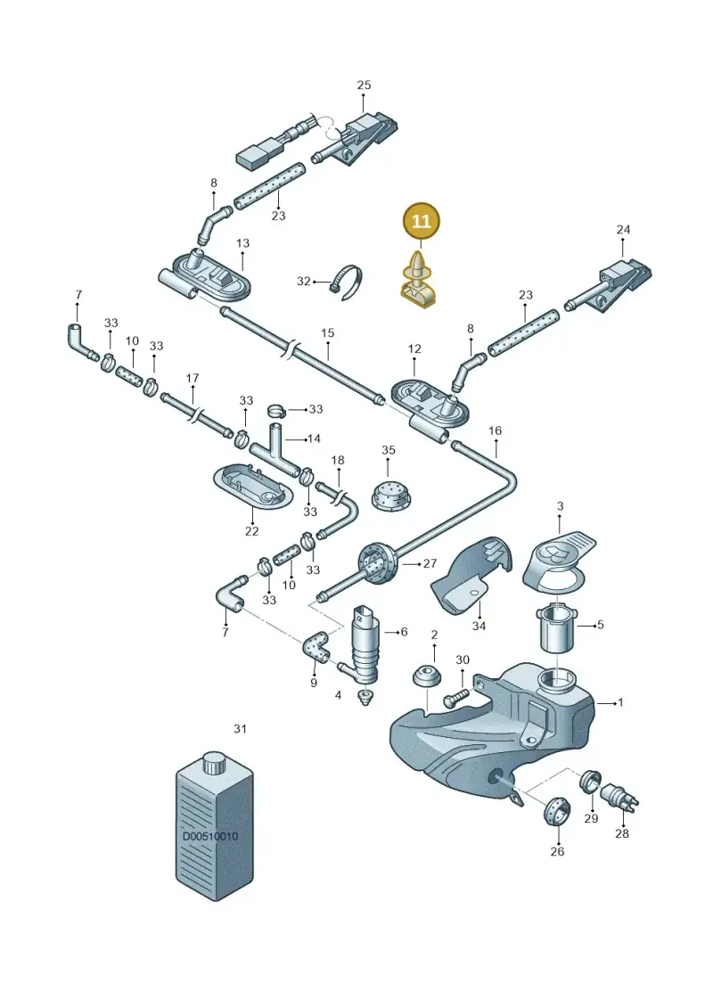 7D0955747A — Volkswagen PASSAT/4MOTION/W8 (2002-2005) diagram 195955100, position 11
